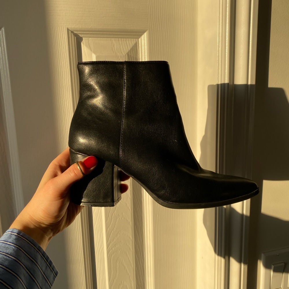 Black Leather Ankle Booties - Picture 3 of 7
